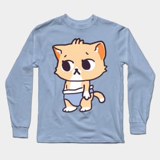 Orange Cat wearing Diaper Long Sleeve T-Shirt